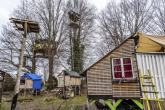 Camp of climate activists in the rest of the village of Lützerath, the last place to be excavated