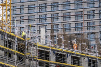 Construction site, new construction of a high-rise office building, facade of the shell,