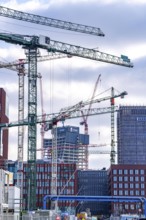 Construction sites in the east of Hafencity Hamburg, office building, Elbtower, new district on the