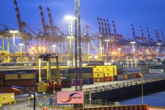 Container terminal in the seaport of Bremerhaven, Eurogate Container Terminal with almost 50