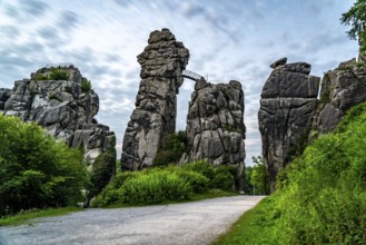 The Externsteine, a sandstone rock formation, in the Teutoburg Forest, near Horn-Bad Meinberg,