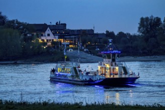 Car and passenger ferry, Rhine ferry Langst-Kaiserswerth, across the Rhine, Düsseldorf, North