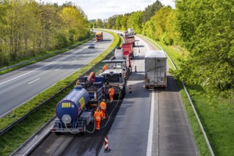 Motorway construction site on the A3 between Hünxe and Emmerich, in both directions, near Rees,