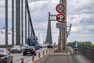 The Krefeld-Uerdingen bridge over the Rhine, between Krefeld and Duisburg, rein belt bridge from