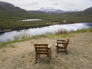 Seats provided for tourist at a vantage point on side of the 895 road, to admire the view across