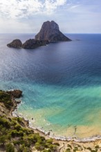 Rocks in the sea Es Vedra and Es Vedranell at Cap Blanc, Ibiza, Balearic Islands, Mediterranean