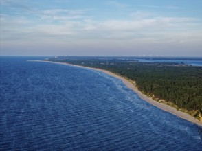 Sandy beach beach and forest, mainly beech forests, on the coast in the Wolin National Park, also