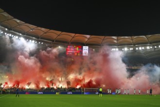 Bengalos, pyrotechnics, pyro, fireworks, Cannstatter Kurve, fan block, atmospheric, threatening,