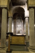 Orcival. Crypt of Notre-Dame d'Orcival, Puy-de-Dôme, Auvergne-Rhone-Alpes, France, Europe