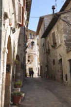 Street in the historic centre of Assisi, Umbria, Italy, Europe