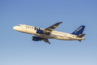 An Airblue Airbus A320 aircraft with the registration AP-BNU at the airport in Dubai, United Arab