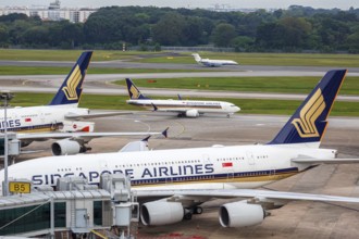 Singapore Airlines aircraft at Changi Airport, Singapore, Asia