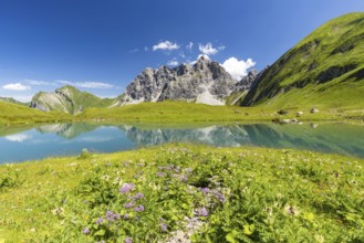 Eissee, Oytal, behind it Großer Wilder, 2379m, Hochvogel- and Rosszahngruppe, Allgäu Alps, Allgäu,