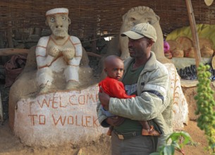 Amhara region, in the Falasha village of Wolleka near Gondar, Gonder, Jewish village, man carrying