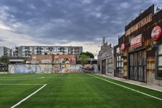 Football pitch lorry container