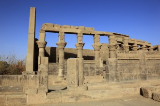 Temple of Isis, Temple of Isis of Philae on the island of Agilkia, columns, part of the temple