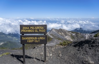 Keep Out sign, Irazu Volcano, Irazu Volcano National Park, Parque Nacional Volcan Irazu, Cartago