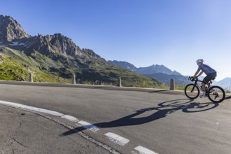 Furka Pass. A challenge for ambitious cyclists. Realp, Canton Uri, Switzerland, Europe