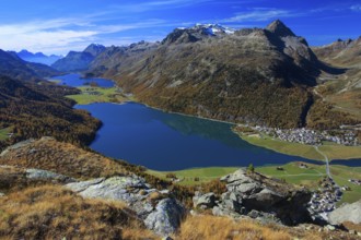 Lake Silvaplana and Silsersee, Upper Engadine, Grisons, Switzerland, Europe