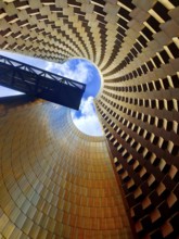 Interior view of the tower. Vulcania Park. Auvergne Volcanoes Regional Nature Park. Puy de Dome