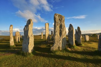 Calanais Standing Stones central stone circle erected between 2900-2600BC measuring 11 metres wide.