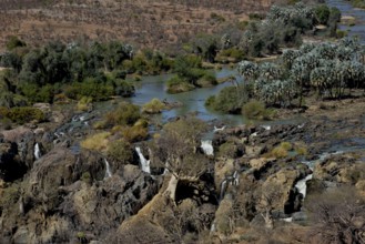 Epupa Falls, waterfalls of the Kunene River on the Namibian-Angolan border, Kunene Region, Namibia,