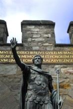 Statue of the Roman Emperor Antoninus, Roman, in front of the main entrance, Roman fort on the