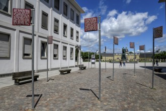 Signs with the German fundamental rights, Platz der Grundrechte, Karlsruhe, Baden-Württemberg,