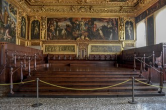 Paintings in the Doge's Palace, interior, San Marco district, Venice, Veneto region, Italy, Europe