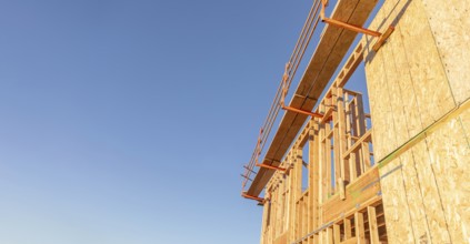 Abstract perspective of a house wood construction framing