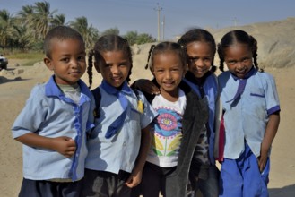 School children, Tombos, Nile Valley, Nubia, Sudan, Africa