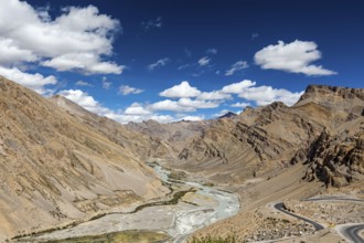 Himalayan landscape in Himalayas along Manali-Leh road. Ladakh, India, Asia