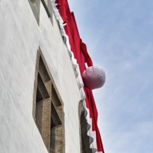 Town hall with St. Nicholas hat, St. Nicholas market, Christmas market in Brakel, Höxter, North