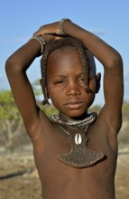 Himba girl, portrait, Omohanja, Kaokoland, Kunene, Namibia, Africa