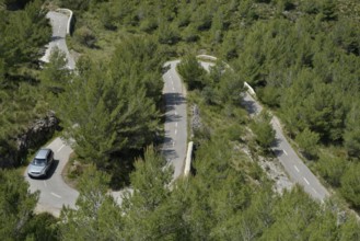 Serpentine road from Artà to the Ermita de Betlem, Parc Natural Peninsula de Llevant, near Arta,