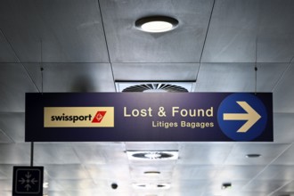 Swissport Lost and Found office sign, EuroAirport, Basel, Switzerland, Europe