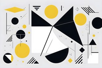 Abstract geometric shapes in yellow color accent to evoke feelings of fun and ease, AI generated