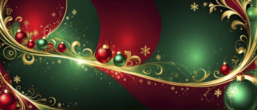 Abstract wallpaper illustration of Christmas symbols for gift cards, swirling shapes and lines, in