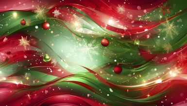 Abstract wallpaper illustration of Christmas symbols for gift cards, swirling shapes and lines, in