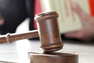 Close-up of a judge's gavel as a symbolic image for a court judgement