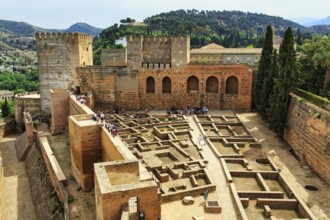 Armoury, Plaza de Armas, entrance to the Alcazaba, Alhambra, Granada, Andalusia, Spain, Europe