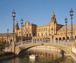 The Plaza de España, Seville, Spain built for the Ibero-American Exposition of 1929. It is a