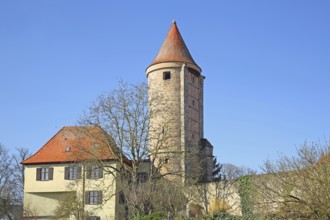 Salwartenturm and historic town fortifications, town wall, defence defence tower, Dinkelsbühl,