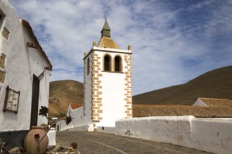 Historic church tower, Iglesia de Santa Maria, Betancuria, Fuerteventura, Canary Islands, Spain,