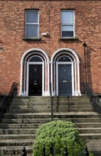 Neighbouring front doors of Georgian terraced housing, Ranelagh district, city of Dublin, Ireland,