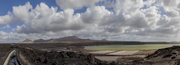 Sea salt extraction, Janubio salt works, Salinas de Janubio, Lanzarote, Canary Islands, Spain,