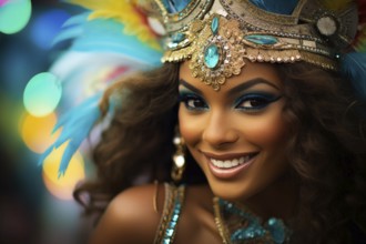 Captivating image capturing the essence of the Rio Carnival, showcasing a dancer adorned in an