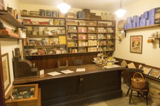 Old Victorian Edwardian shop interior at Radstock museum, Somerset, England, UK