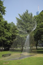 Sculpture Olympus of Weimar by Andreu Alfaro 1990, modern art, stainless steel, wire mesh, metal