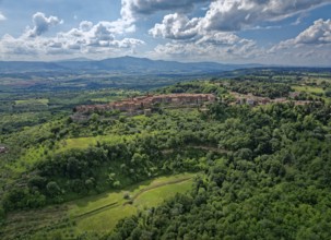 Aerial view of the landscape around Monteleone d'Orvieto, an Italian municipality in the province